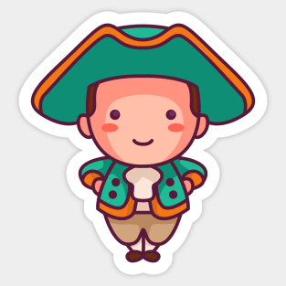 Cute British Victorian Era Man in Traditional Clothing Cartoon Sticker